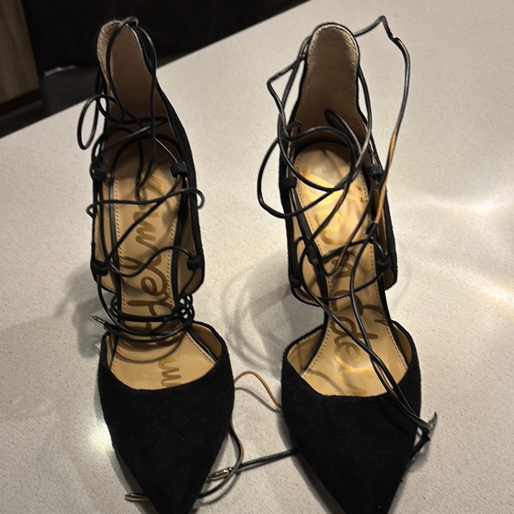 Sam Edelman Black Heels with Intricate Lacing